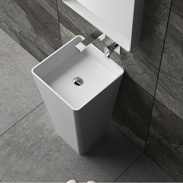 Artificial Stone bathroom wash basin sink wash basin solid surface stone freestanding pedestal basin 