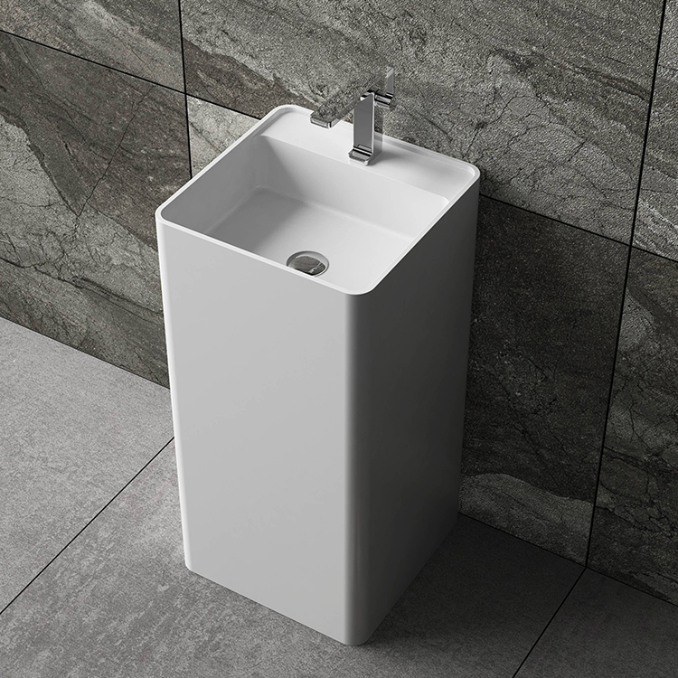 Solid surface freestanding pedestal wash basin 