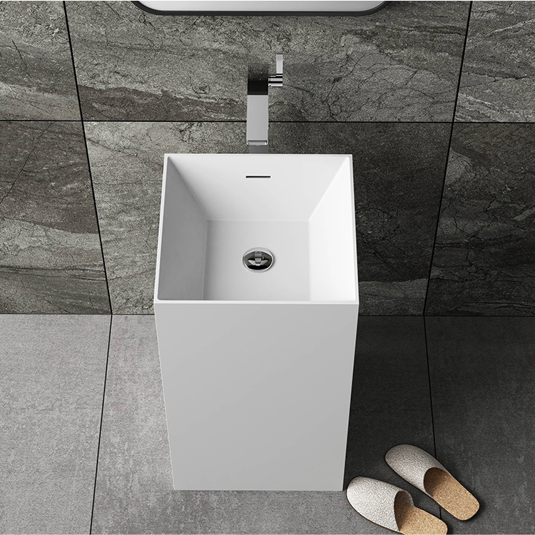 Square artificial stone marble pedesal wash basin  