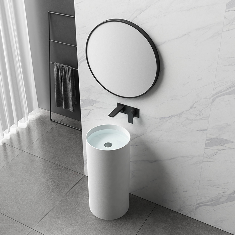 Solid surface freestanding Column wash basin