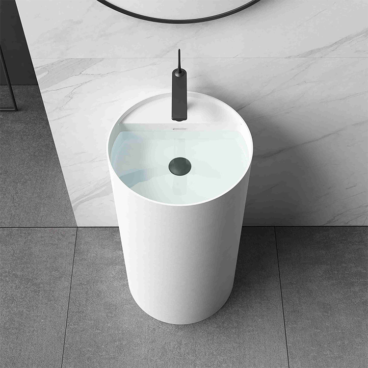 Artificial stone bathroom column free-standing sink wash basin 