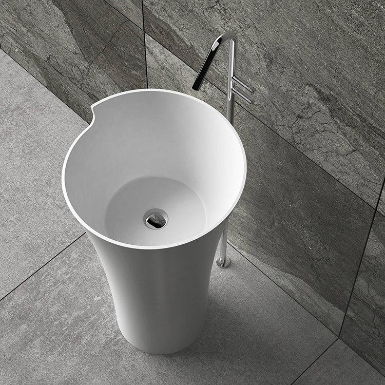 Modern desgin artificial stone bathroom  free-standing pedestal wash basin 