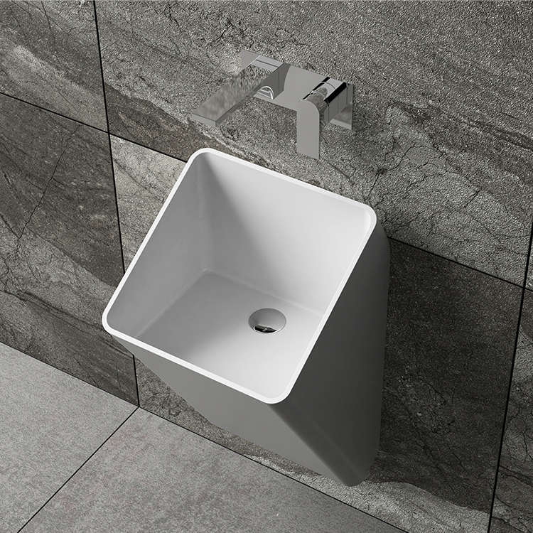 Solid surface wall hung basin wall mounted bathroom sink