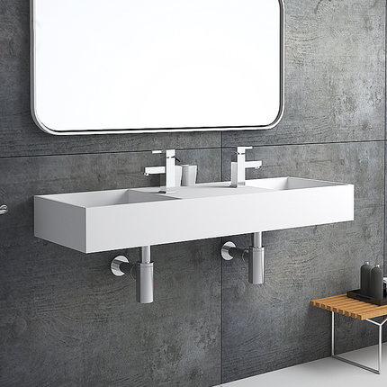 Artificial stone double bathroom wall hung wash basin stone sink 