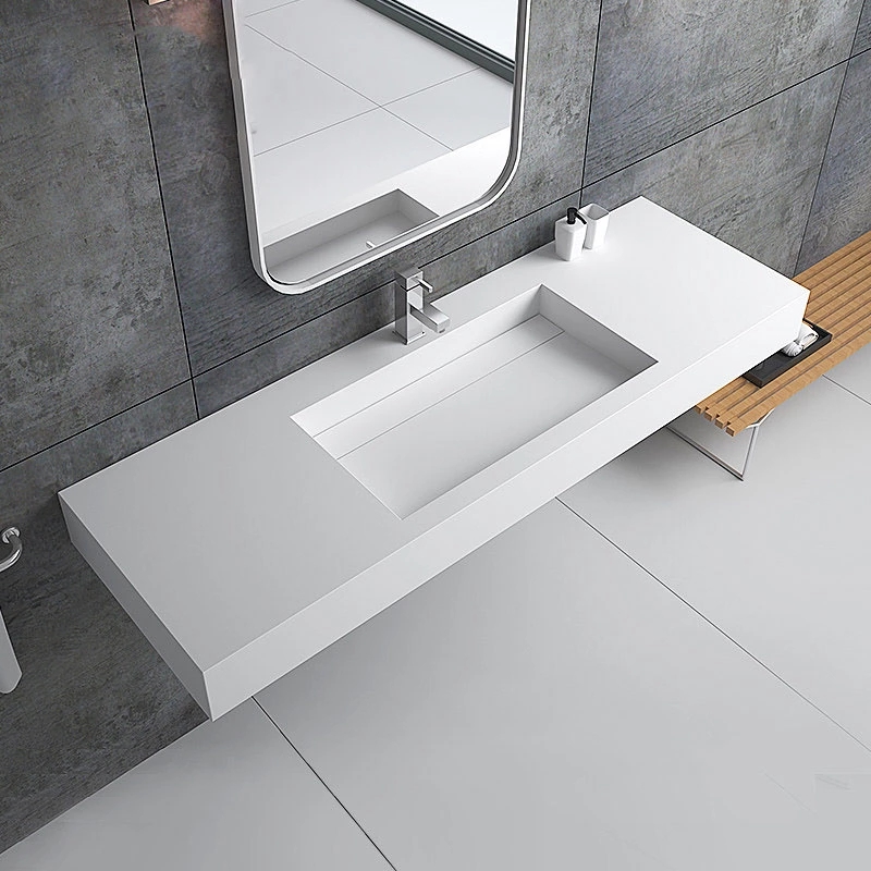 Rectangle solid surface wall hung wash basin 