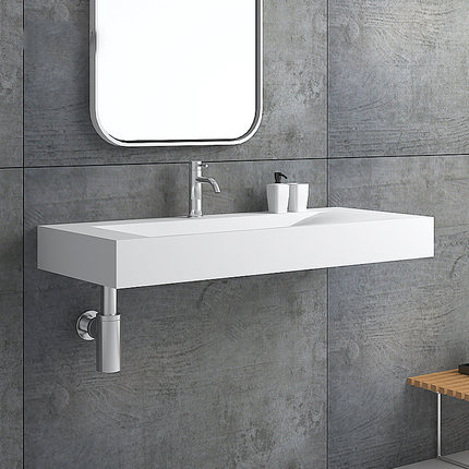 Solid surface wall hung basin bathroom vanity sink 