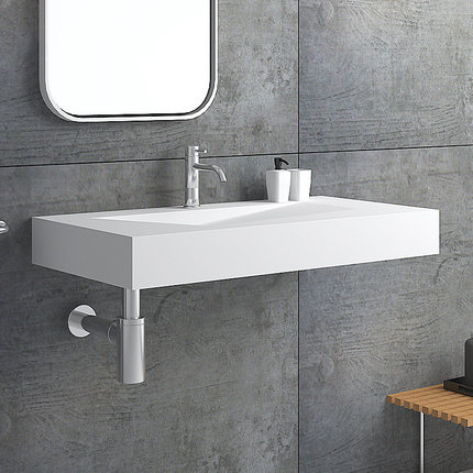 Solid surface bathroom vanity basin wall hung sink artificial stone basin 