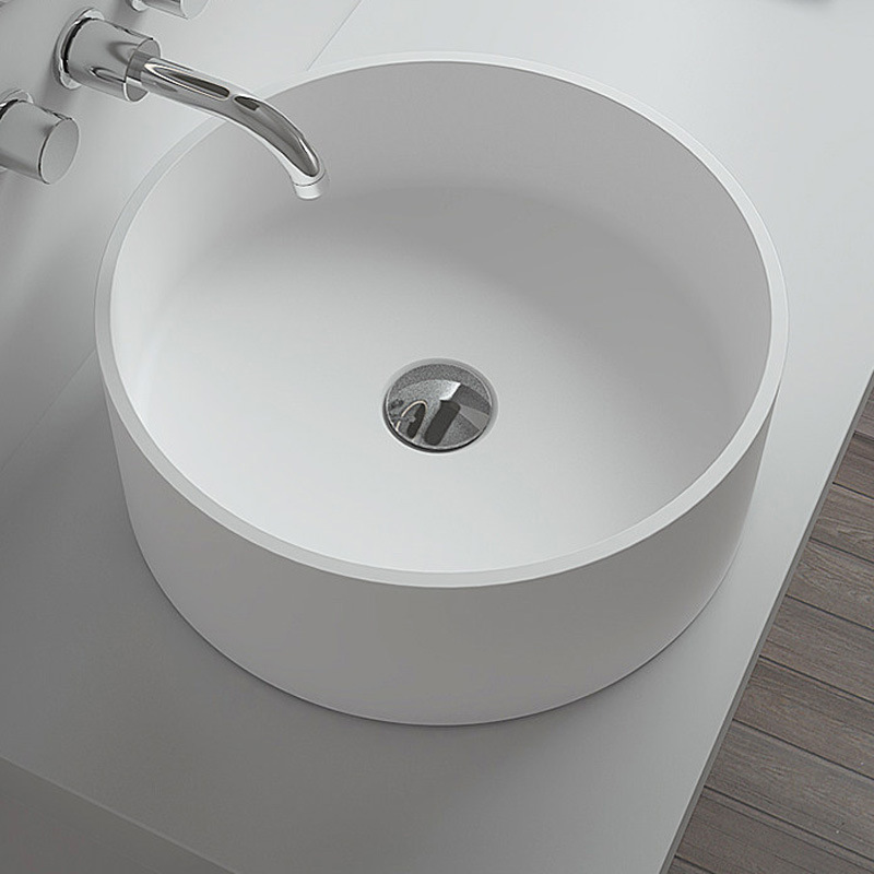 Round artificial stone countertop wash basin 