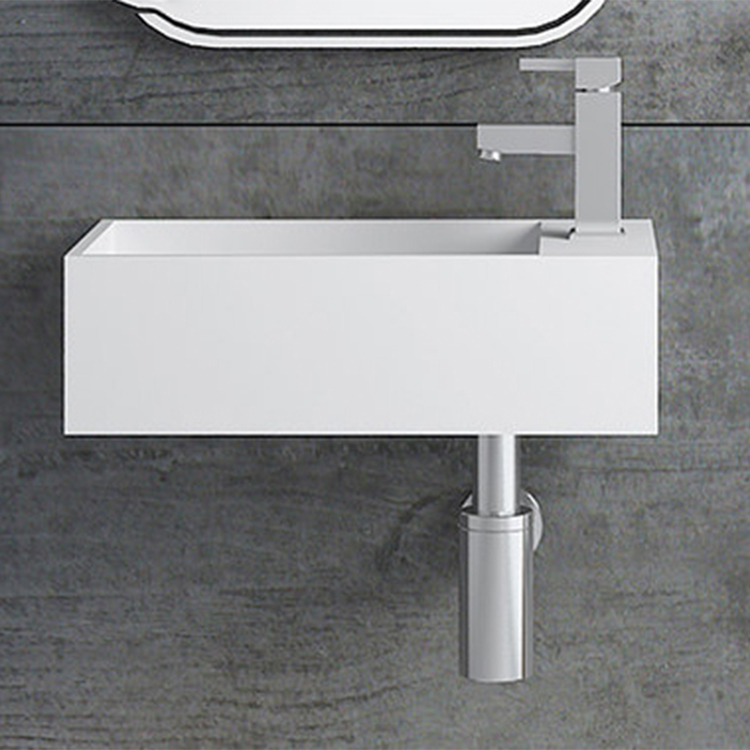 Artificial stone wall hung solid surface hand wash basin for home or hotel 